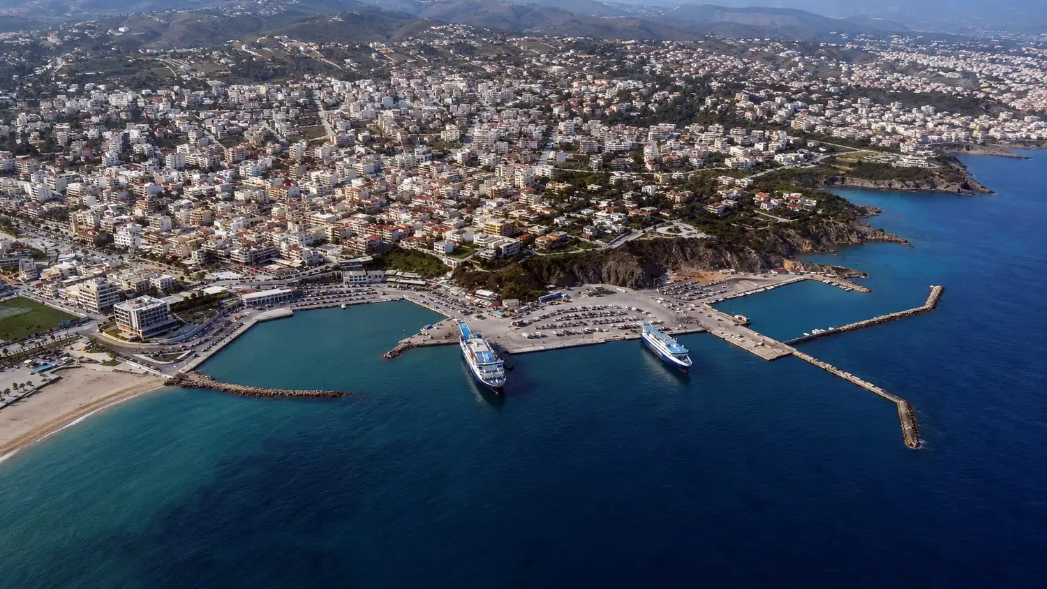 Ferries docked at Rafina port